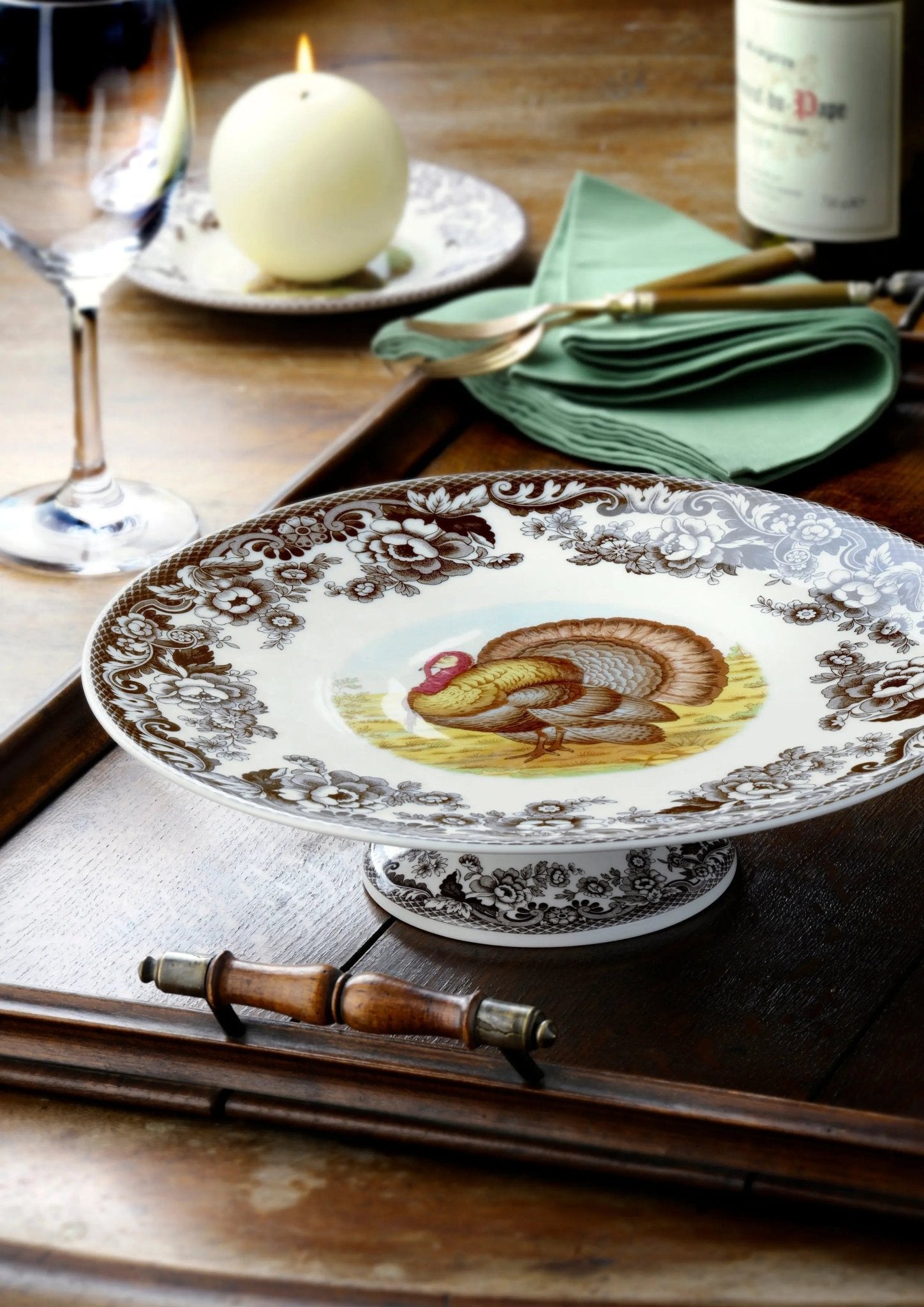 Woodland - Turkey Footed Cake Plate (Turkey) Spode