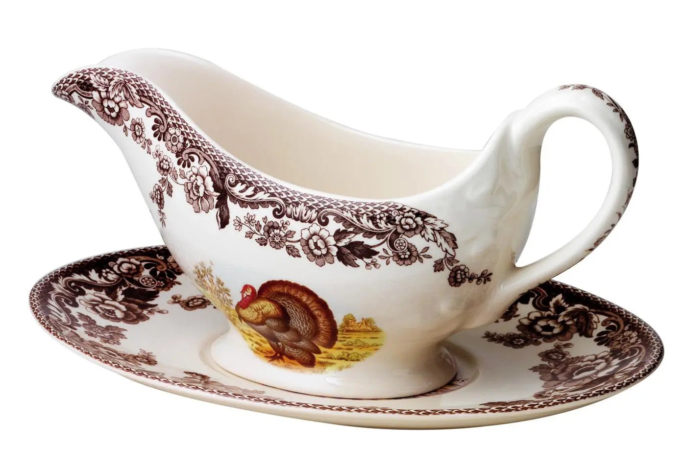 Woodland - Turkey Sauce Boat & Stand (Turkey) Spode