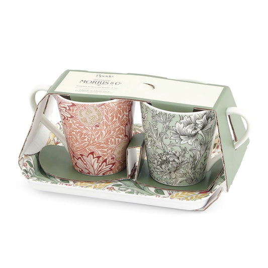 Spode Morris & Co. Mug & Tray Set – Luxury Porcelain Tea Cups & Tray