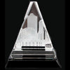 Clear Triangle on Black Crystal pedestal base With Custom Engraving 6.5”