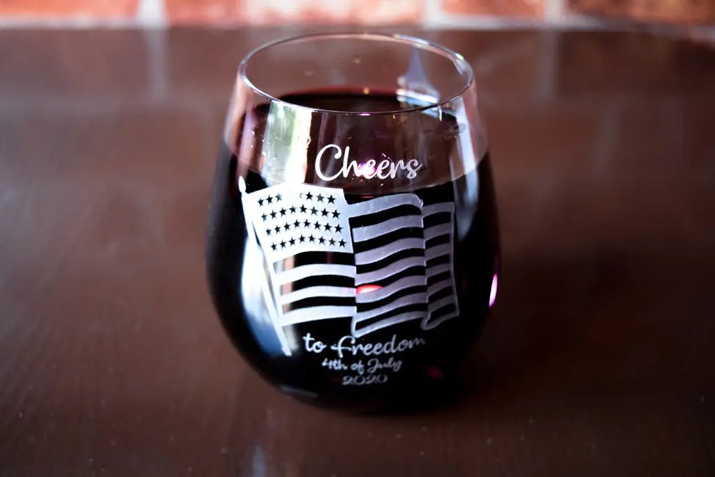 4TH JULY Stemless Wine Glass Crystal House