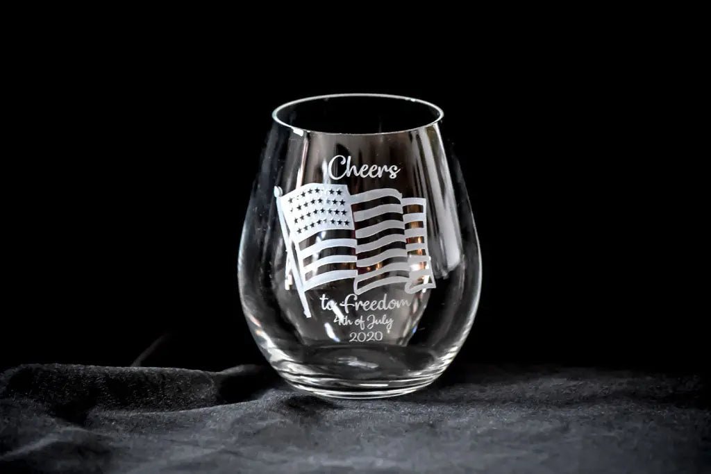 4TH JULY Stemless Wine Glass Crystal House