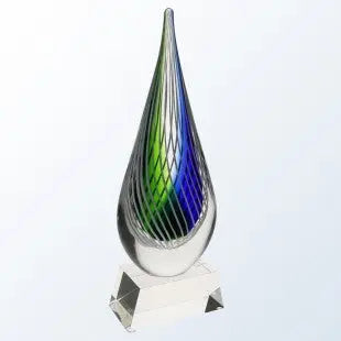 BLUE SWIRL WITH BLACK/CLEAR BASE - ART GLASS