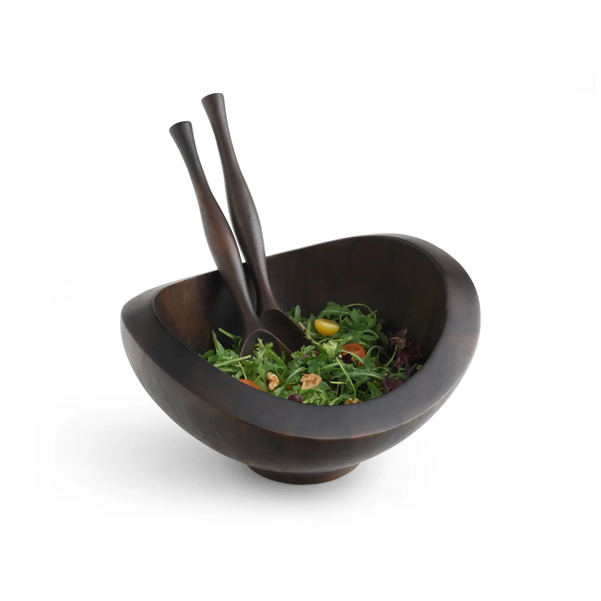 Bella Salad Bowl w/ servers-Espresso - Crystal House