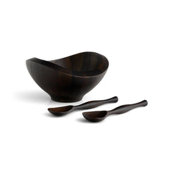 Bella Salad Bowl w/ servers-Espresso - Crystal House