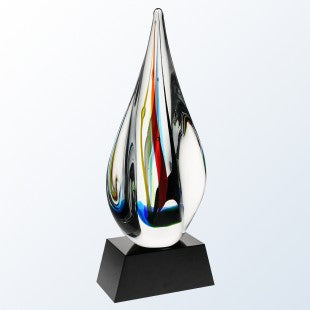 CANDY STRIPES WITH BLACK/CLEAR BASE ART GLASS Crystal House - Prism
