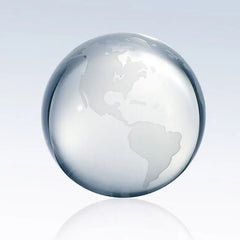 CLEAR OCEAN WORLD GLOBE - FLAT BOTTOM - Crystal House