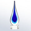 TEARDROP- BLUE/YELLOW ART GLASS