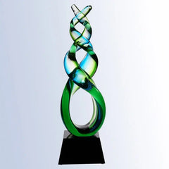 GREEN DOUBLE HELIX ART GLASS - Crystal House