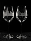 Chicago Engraved on White Wine Glass (PAIR)