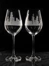 Chicago Engraved on White Wine Glass (PAIR)