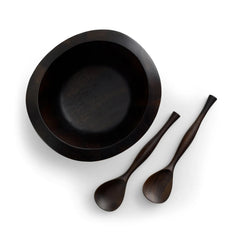 Noir Salad Bowl w/servers