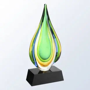 RAINFOREST W/ BLACK/CRYSTAL BASE - ART GLASS - Crystal House