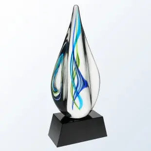 SERENITY WITH BLACK BASE ART GLASS - Crystal House