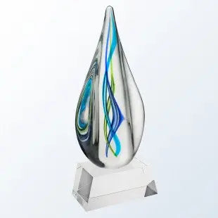 SERENITY WITH BLACK BASE ART GLASS - Crystal House