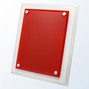WHITE WOOD PLAQUE WITH ACRYLIC PLATE - Crystal House