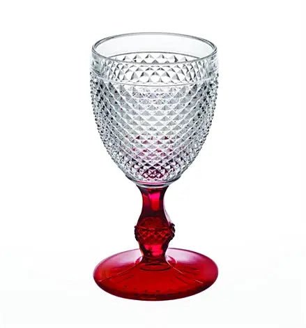 BICOS BICOLOR GOBLET WITH RED STEM Vista Alegre - Crystal House