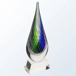 BLUE SWIRL WITH BLACK/CLEAR BASE - ART GLASS Crystal House - Prism