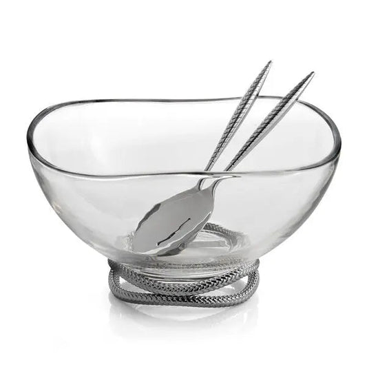 Braid Glass Salad Bowl w/ Servers Nambé