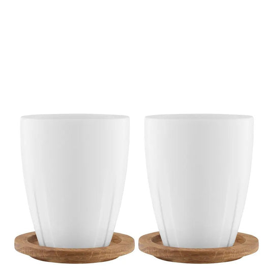 Bruk Porcelain Mug With Oak Lid (pair) Kosta Boda