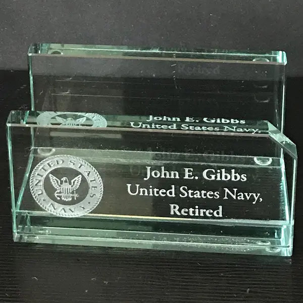 Business Card Holder - Jade Glass -  3/8" thick Crystal House