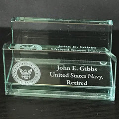 Business Card Holder - Jade Glass -  3/8" thick Crystal House