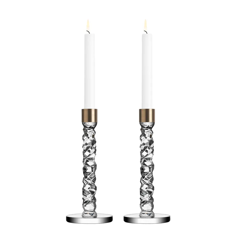 Carat Candlestick Brass Pair Orrefors