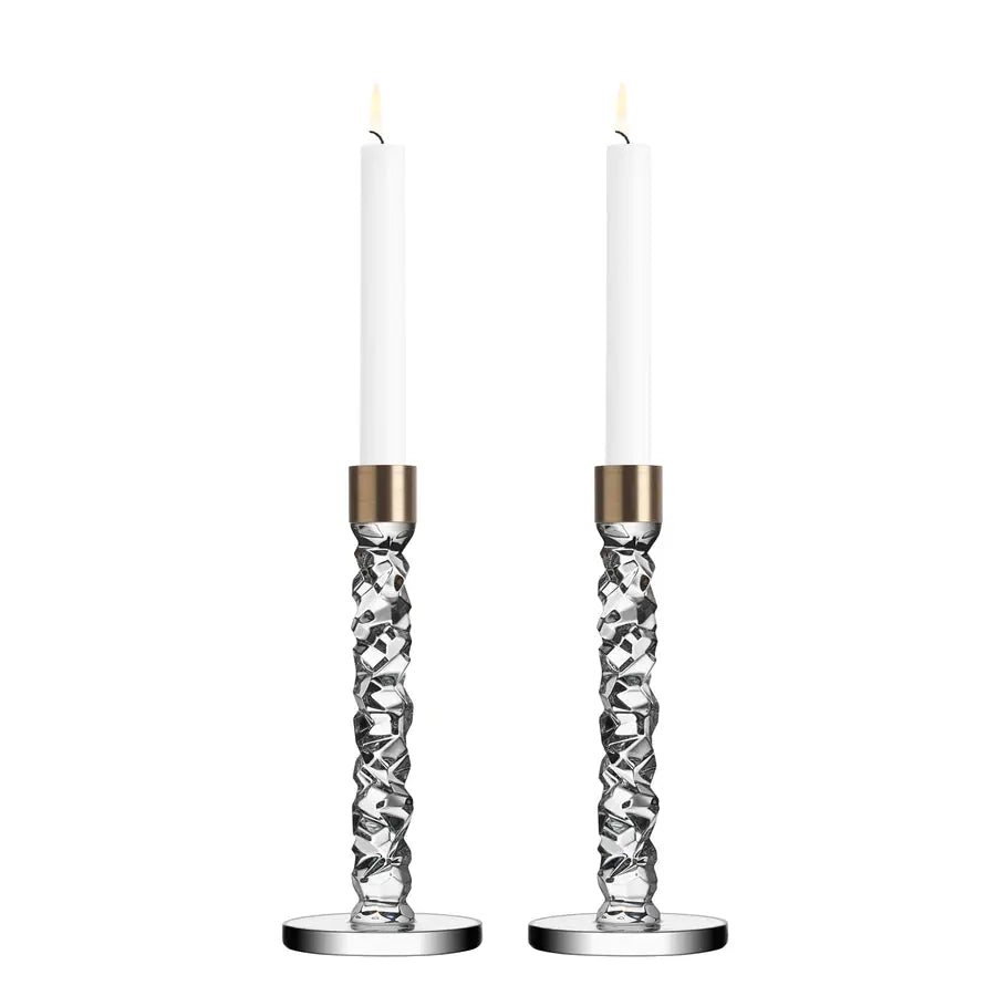 Carat Candlestick Brass Pair Orrefors