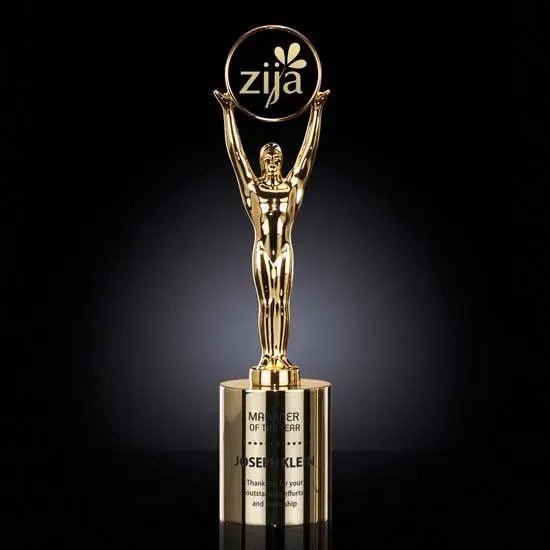 Champion Award - Gold Cylinder Base Crystal House