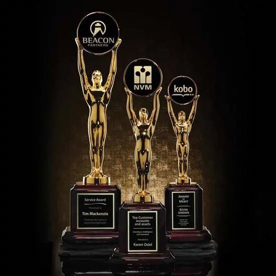 Champion Award - Gold Rosewood Base Crystal House