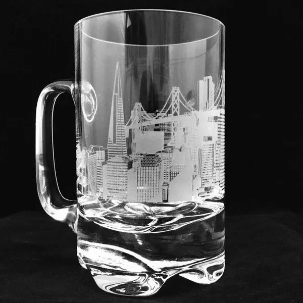 City Skyline Engraved Crystal Beer Mug Crystal House