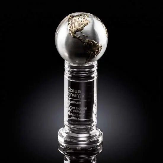 Continental Globe - Cast Metal Optical Crystal House