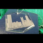 Crystal Hexagon Suncatcher Etched with Skyline Crystal House