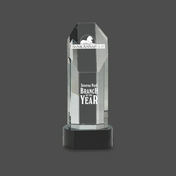 Pedestal Crystal Tower on Black Base Crystal House