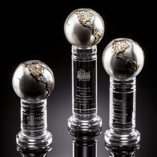 Continental Globe - Cast Metal Optical Crystal House