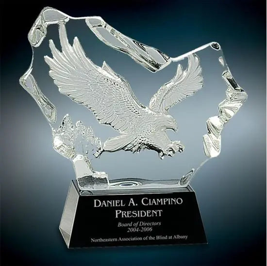 Crystal Carved Eagle on Black Base - Crystal House