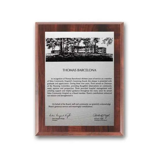 Etch Oxidized Plaq - Walnut Finish
