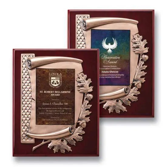 Oak Leaf Plaque - Gold Ebony - Crystal House