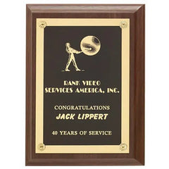 Walnut Finish Plaque w Rosettes