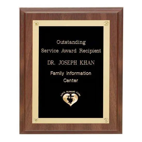 Walnut Finish Plaque w Rosettes