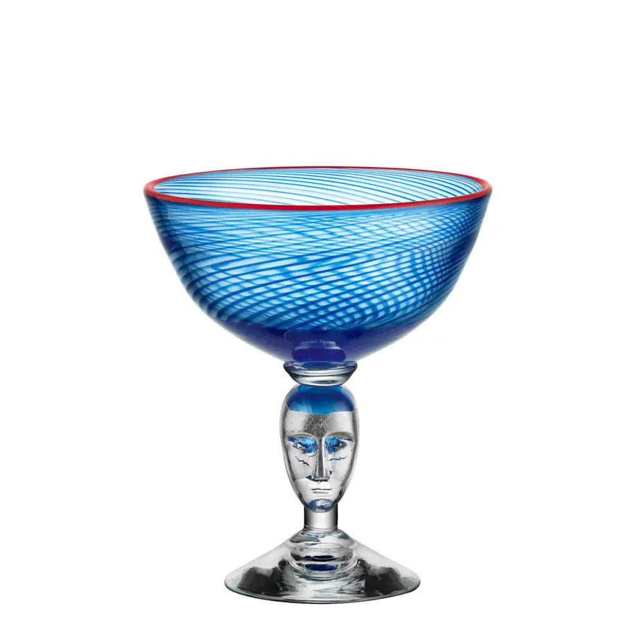 Red Rim Red Rim Brains Footed Bowl (blue) - Crystal House