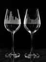 Chicago Engraved on White Wine Glass (PAIR) Crystal House
