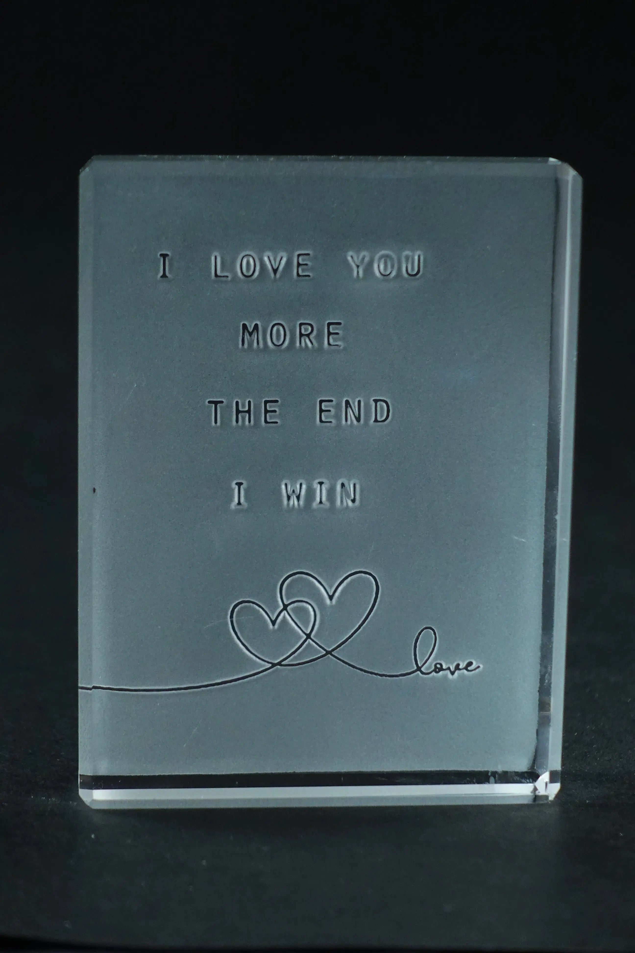 I Love You, I Win | Frosted Paperweight - Crystal House