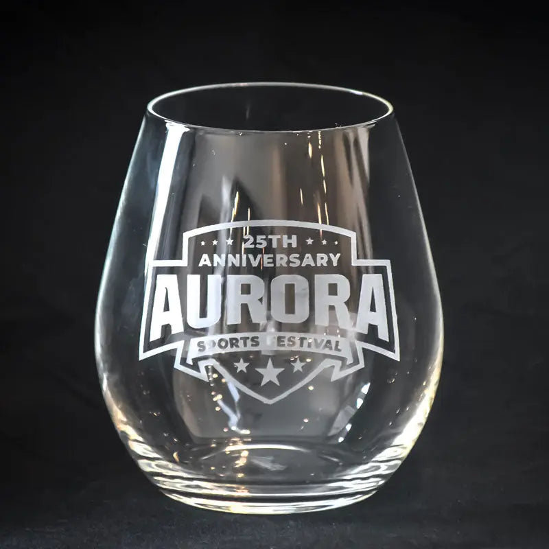 25th Anniversary- Stemless Wine Glass Crystal House