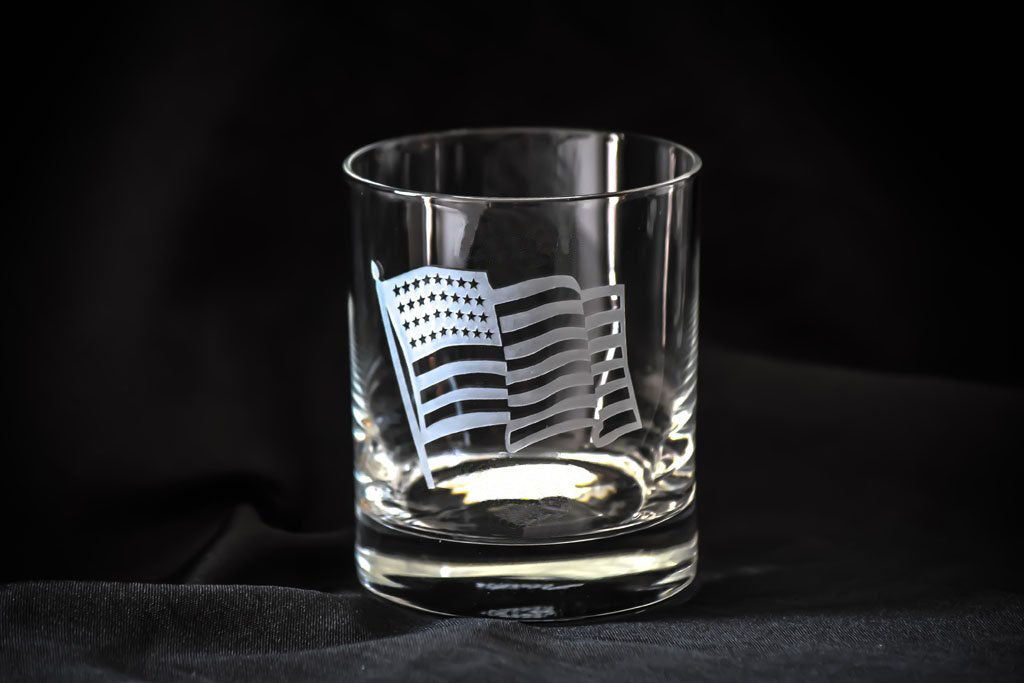 American Flag Engraved in Whiskey Glass Crystal House