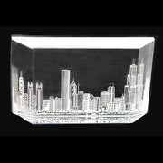 Custom 3D Crystal Gifts - Personalized Crystal Block with Laser Etched City Skyline.
