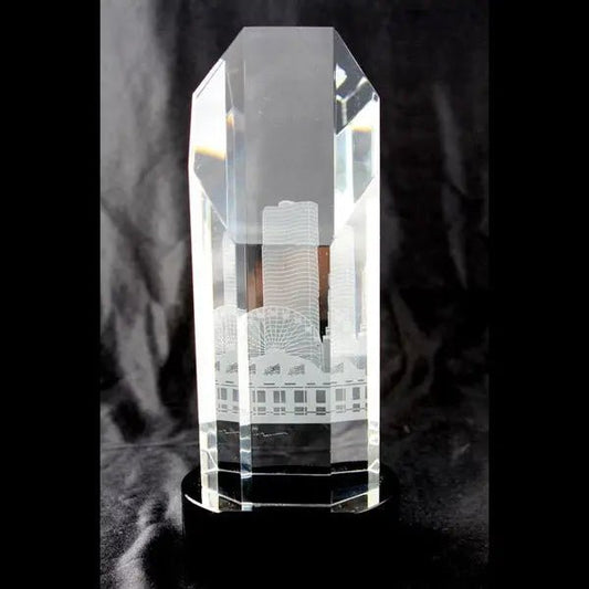 Custom Crystal Pedestal Tower | Chicago Skyline Crystal Awards and Recognition Pieces Crystal House