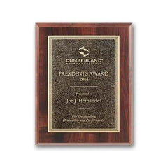 Double Etch Plaq - Walnut Finish Crystal House