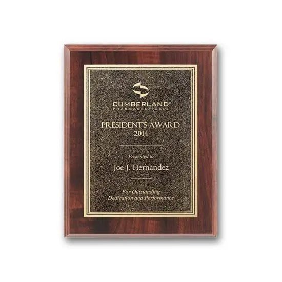 Double Etch Plaq - Walnut Finish Crystal House