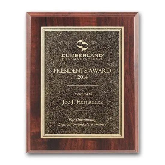 Double Etch Plaq - Walnut Finish Crystal House